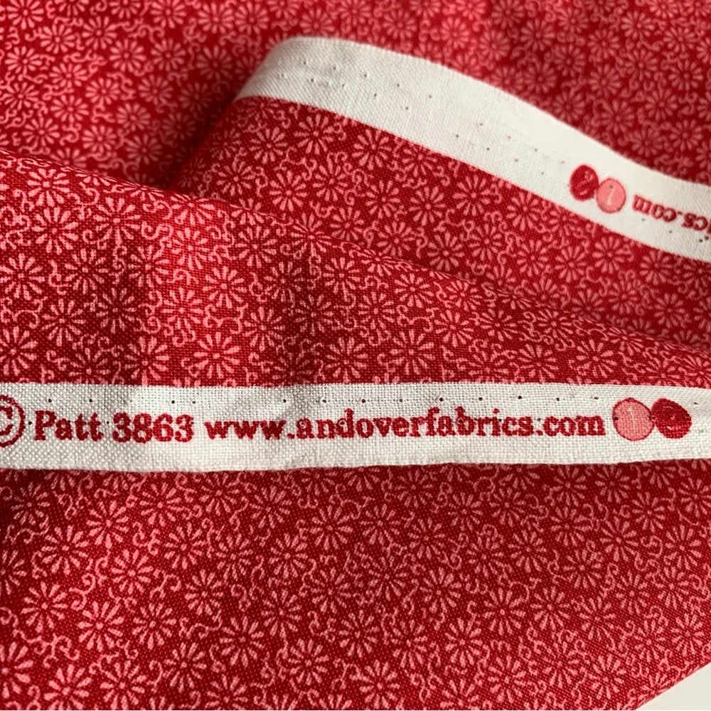 Red Ditsy Floral Patterned Fabric 1+ Yard Pearl River Collection Pattern 3860